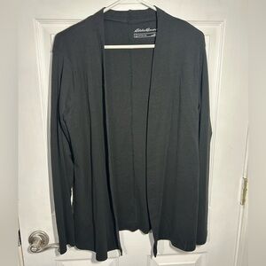 Eddie Bauer open-front cardigan women large Black light weight